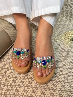 Sandal Stories - Embellished Wedges Slip-Ons