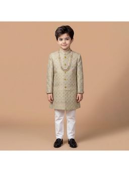 ETHNIKS NEURON - Boys Sherwani Kurta with Chudidar and Necklace - Green