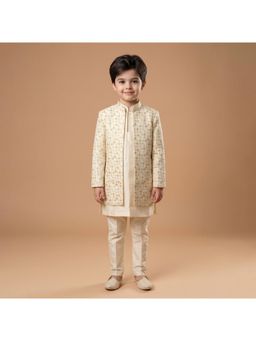 ETHNIKS NEURON - Kurta with Nehru Jacket and Chudidar - Cream
