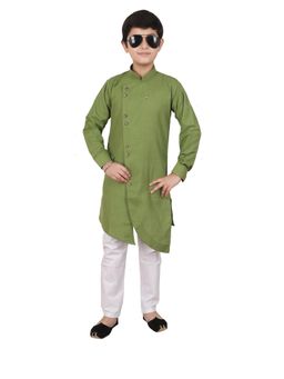 Pro Ethic Style Developer - Boys Cotton Blend Solid Kurta Pajama - Green