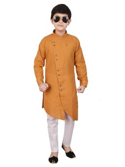 Pro Ethic Style Developer - Boys Cotton Blend Solid Kurta Pajama - Mustard
