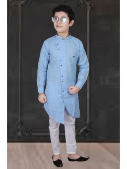 Pro Ethic Style Developer - Boys Cotton Blend Solid Kurta Pajama - Blue