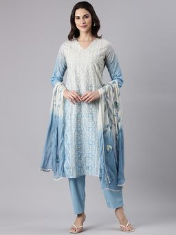 NEERU'S - Blue Ombre Kurta with Pant and Dupatta