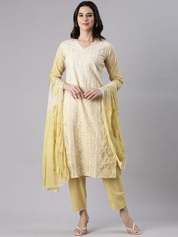 NEERU'S - Yellow Ombre Kurta with Pant and Dupatta