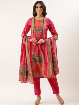 NEERU'S - Pink Printed Kurta with Pant and Dupatta