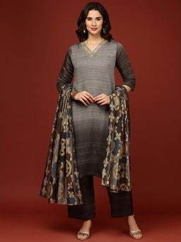 NEERU'S - Grey Ombre Kurta with Pant and Dupatta