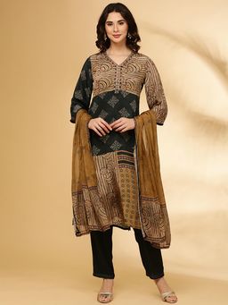 NEERU'S - Grey Printed Kurta with Pant and Dupatta