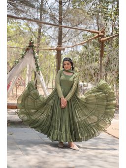 Wedani - Green Embroidered Kurta with Pant and Dupatta