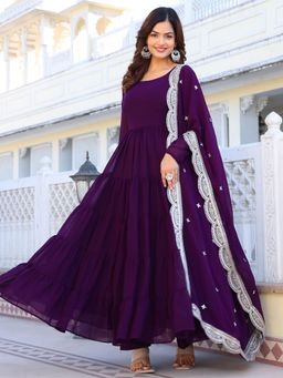 Wedani - Purple Embroidered Kurta with Pant and Dupatta