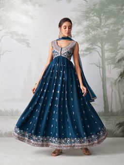 Wedani - Teal Embroidered Kurta with Pant and Dupatta