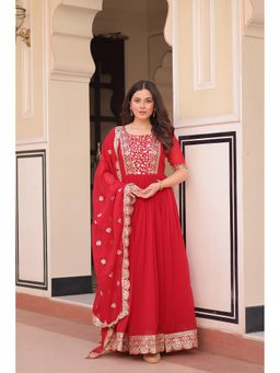 Wedani - Red Embroidered Kurta with Pant and Dupatta