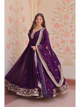 Wedani - Purple Embroidered Kurta with Pant and Dupatta