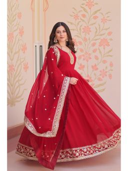 Wedani - Red Embroidered Kurta with Pant and Dupatta