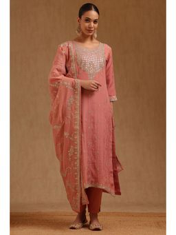 Soch - Peach Embroidered Kurta with Pant and Dupatta