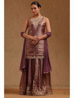 Soch - Purple Embroidered Kurta with Palazzo and Dupatta
