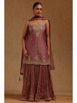 Soch - Pink Embroidered Kurta with Palazzo and Dupatta