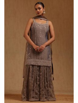 Soch - Grey Embellished Kurta with Palazzo and Dupatta