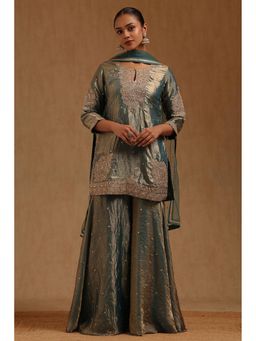 Soch - Blue Embroidered Kurta with Sharara and Dupatta