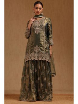 Soch - Green Embroidered Kurta with Palazzo and Dupatta