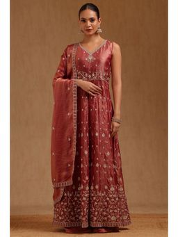 Soch - Pink Embroidered Kurta with Palazzo and Dupatta