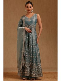 Soch - Blue Embroidered Kurta with Palazzo and Dupatta