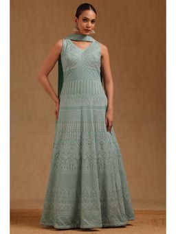 Soch - Green Embroidered Anarkali Kurta with Leggings and Dupatta