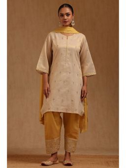 Soch - Beige Embroidered Kurta with Salwar and Dupatta