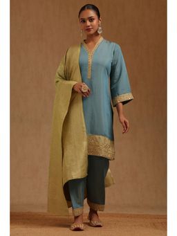 Soch - Blue Embroidered Kurta with Salwar and Dupatta