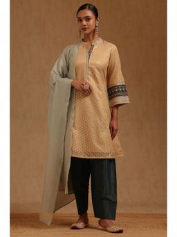 Soch - Beige Woven Kurta with Salwar and Dupatta