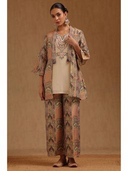 Soch - Beige Printed Tunic with Jacket and Palazzo