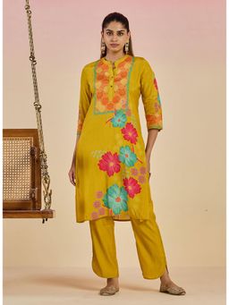 Lakshita - Mustard Floral Kurta and Pant