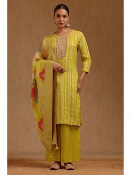 Soch - Mustard Woven Kurta with Palazzo and Dupatta