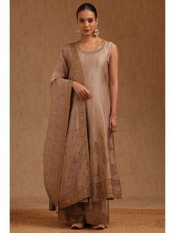 Soch - Beige Woven Kurta with Palazzo and Dupatta