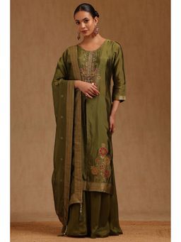 Soch - Green Embroidered Kurta with Palazzo and Dupatta
