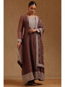 Soch - Purple Embroidered Anarkali Kurta with Pant and Dupatta