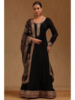Soch - Black Embroidered Anarkali Kurta with Leggings and Dupatta