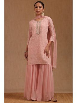 Soch - Pink Embroidered Kurta with Sharara and Dupatta