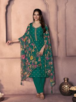 Seerat - Green Dola Silk Embroidered Kurta With Pant & Dupatta