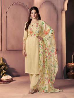 Seerat - Ivory Premium Dola Silk Kurta With Pant & Dupatta