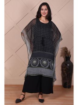 Aurelia - Women Black Printed Flared Kaftan With Inner