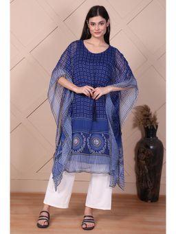 Aurelia - Women Blue Printed Flared Kaftan With Inner