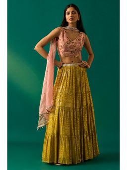 WISHFUL by W - Pink Embroidered Choli With Lehenga & Dupatta