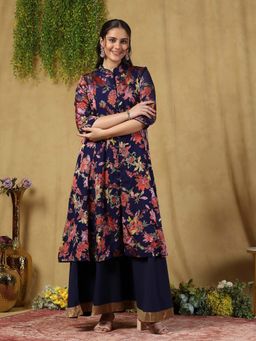 Garden VARELI - Viscose Floral Printed Kurta Full Open with Inner