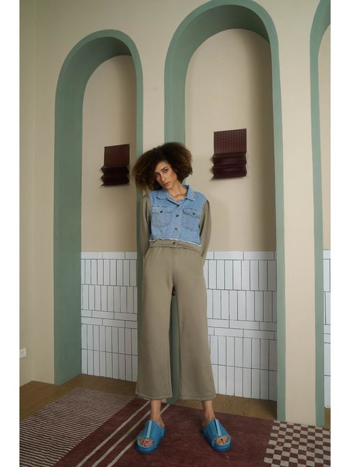 Grey Denim front zipper co-ord set
