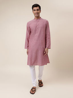 Fabindia - Pink Cotton Woven Long Kurta
