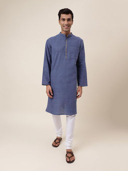 Fabindia - Blue Cotton Hand Woven Long Kurta