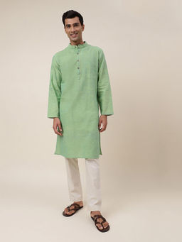 Fabindia - Green Cotton Hand Woven Long Kurta
