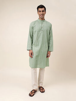 Fabindia - Green Cotton Dobby Long Kurta