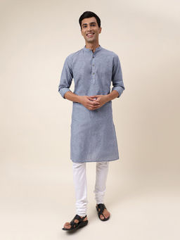 Fabindia - Blue Cotton Knee Length Long Kurta