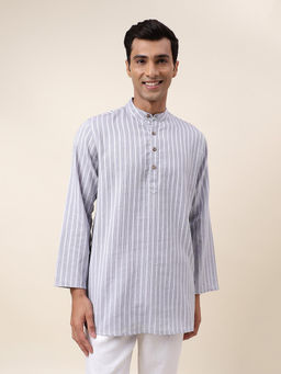 Fabindia - Grey Cotton Dobby Short Kurta